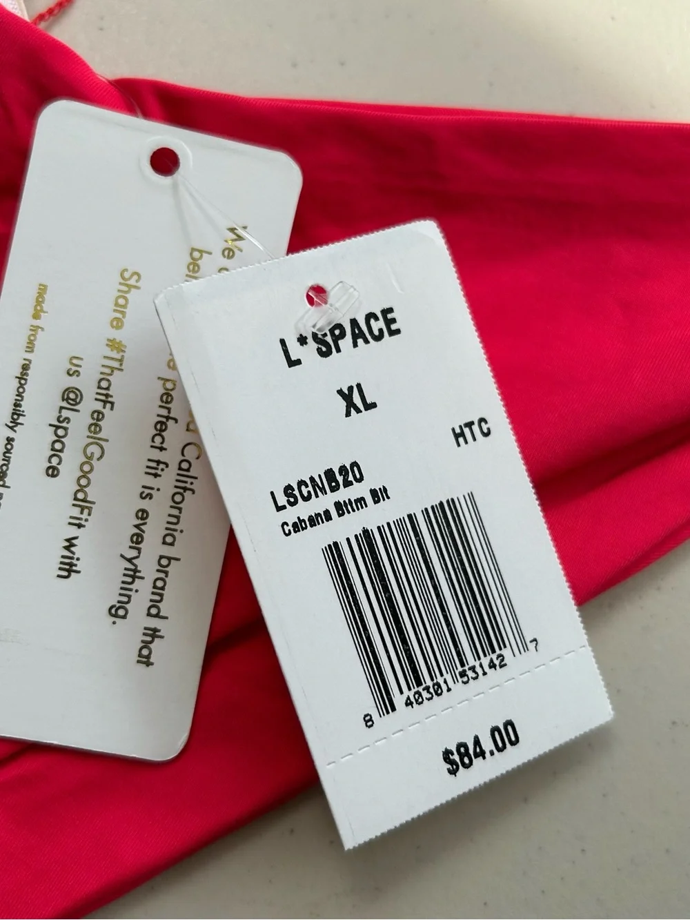 L*Space Cabana Bikini Bitsy Bottom in Lipstick Red Size XL New